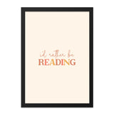 Reading Framed Wall Art, Book Lover Decor, I'd Rather Be Reading Print, Minimalist Art, Home Library Art, Gift for Reader, Black Frame - Tawshia