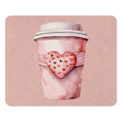 Pink Coffee Mousepad, Heart Mousepad, Valentine Mousepad, Office Decor, Cute Mousepad, Trendy Mousepad, Watercolor Mousepad - Tawshia