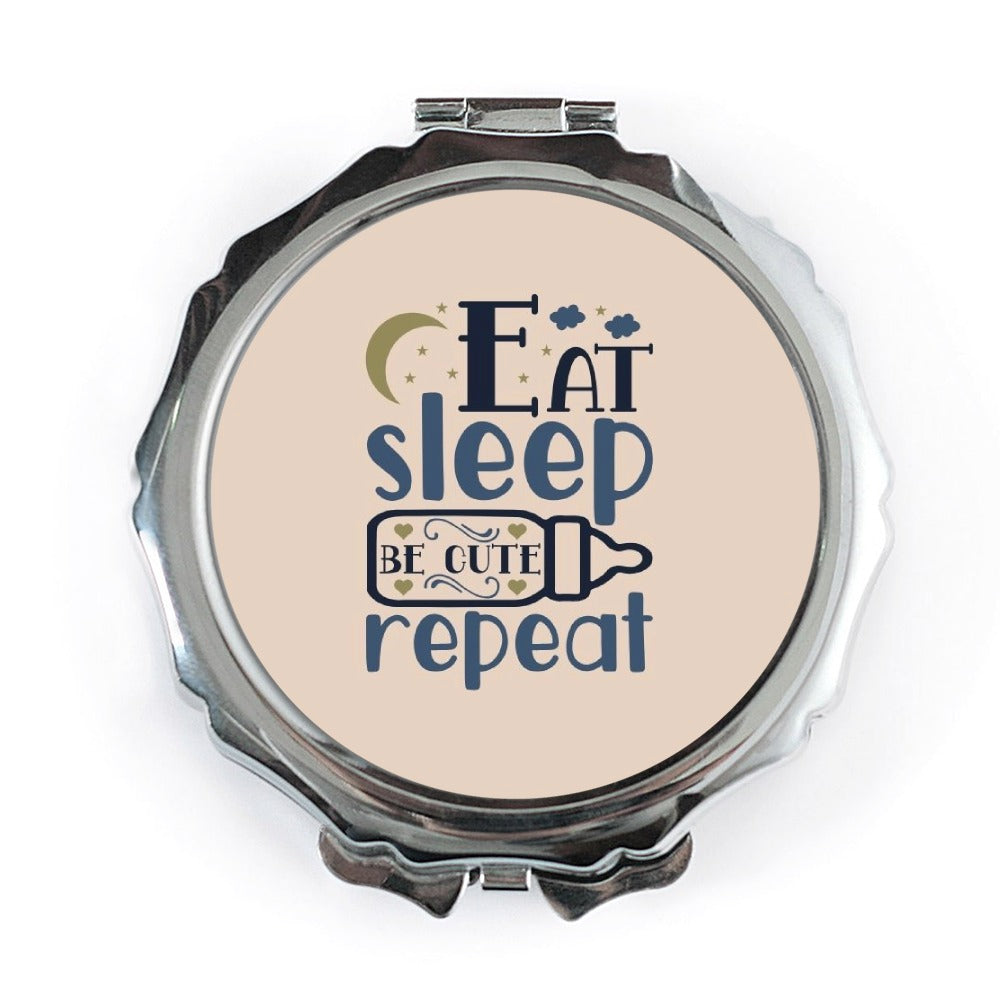 Eat Sleep Be Cute Repeat Pocket Mirror, Funny Quote Pocket Mirrors, Cosmetic Mirror for Women, Purse Mirror, Travel Mirror - Tawshia