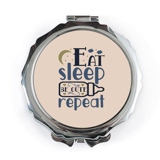 Eat Sleep Be Cute Repeat Pocket Mirror, Funny Quote Pocket Mirrors, Cosmetic Mirror for Women, Purse Mirror, Travel Mirror - Tawshia