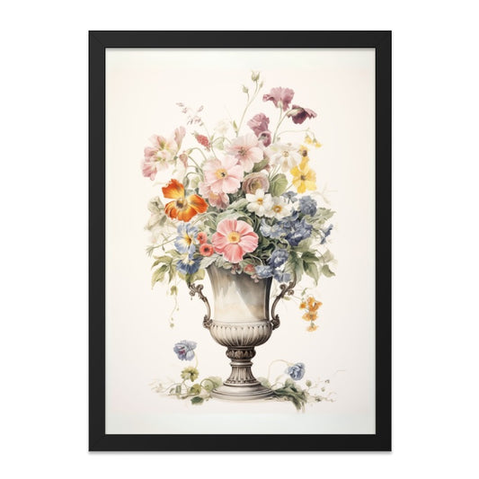 Floral Still Life Wall Art, Vintage Flower Arrangement Print, Botanical Home Decor, Antique Style, Colorful Flowers in Urn, Home Wall Art - Tawshia