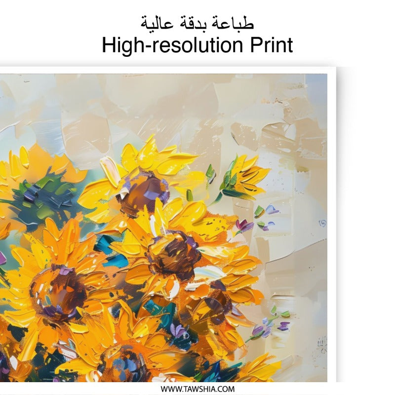 Sunflower Photographic Print, Floral Still Life Art, Yellow Flower Print, Impressionist Art, Flower Bouquet Art Print - Tawshia