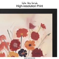 Floral Wall Art, Flower Bouquet Print, Red Orange Wall Decor, Botanical Painting, Contemporary Wall Art, Modern Floral Wall Art (134 - Tawshia