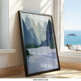 Mountain Lake Wall Art, Abstract Landscape Print, Minimalist Nature Poster, Modern Home Decor, Serene Painting Artwork - Tawshia