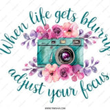 Adjust Your Focus Pinback Button, Floral Camera Badge, Inspirational Quote Button, Photographer Gift, Unique Lapel Pin, Cute Button - Tawshia