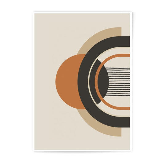Abstract Geometric Photographic Print, Modern Art Poster, Circle Shapes Wall Decor, Beige Brown Art Print, Home Decor, Wall Art - Tawshia