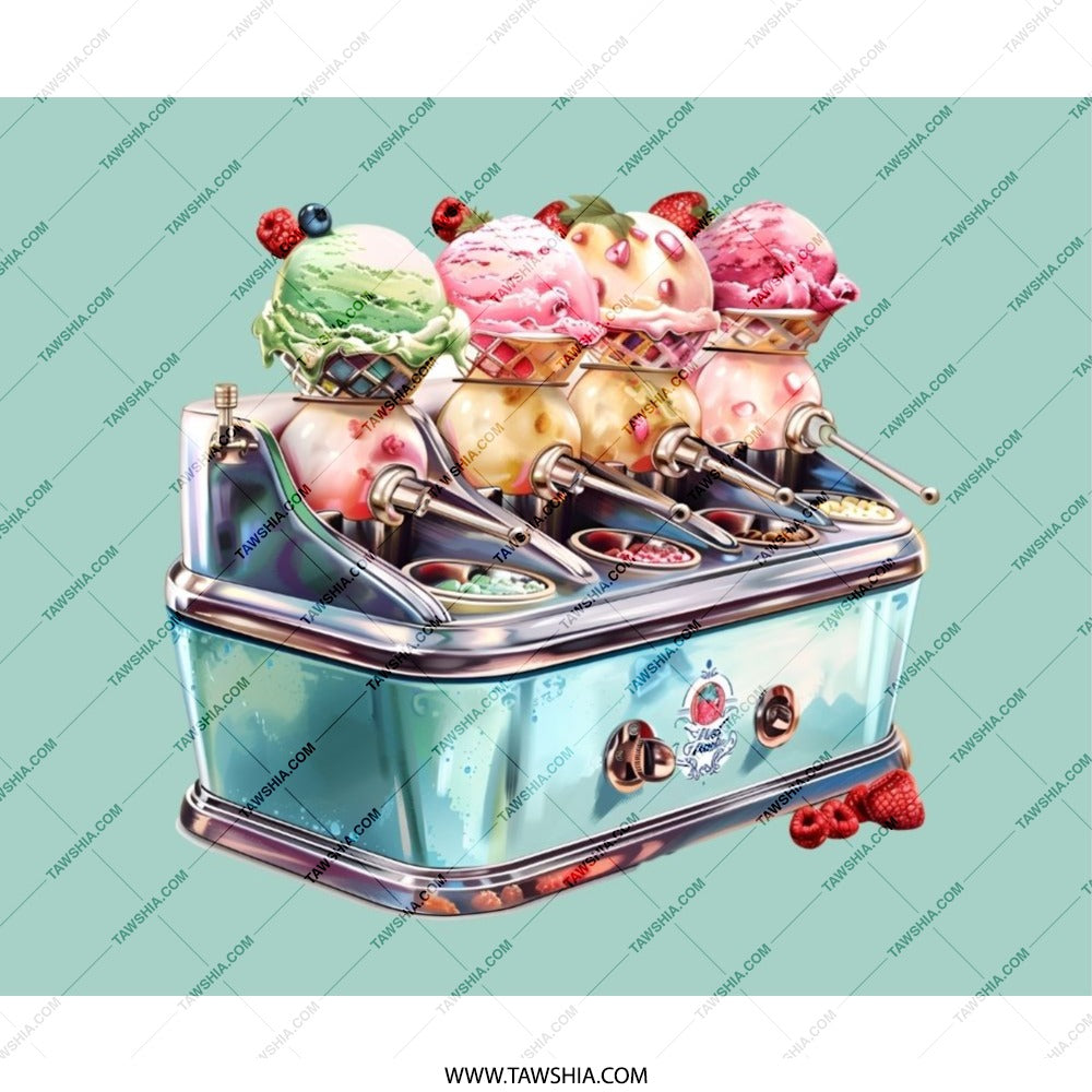 Ice Cream Mouse Pad, Retro Ice Cream Machine Art, Dessert Lover Gift, Foodie Desk Decor, Fun Office Accessory, Cute Desk Mat, Sweet Treat - Tawshia