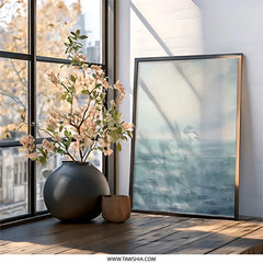 Serene Ocean Wall Art, Coastal Print, Abstract Seascape, Minimalist Art, Calm Water Painting, Peaceful Home Decor - Tawshia