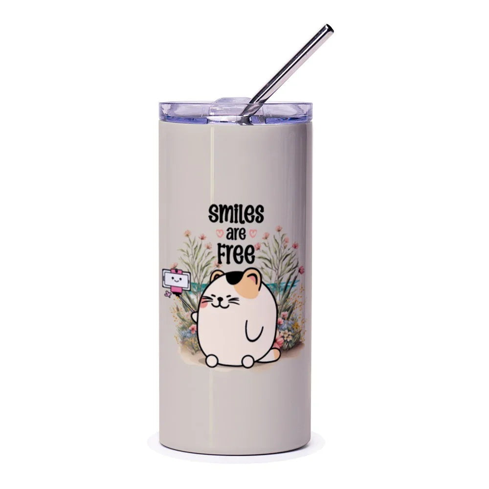 Smiles Are Free Cute Cat Design Tumbler product