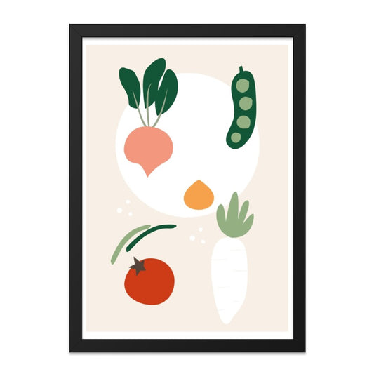 Abstract Vegetable Wall Art, Modern Kitchen Art Print, Minimalist Food Poster, Organic Farm Decor, Colorful Veggie Artwork - Tawshia