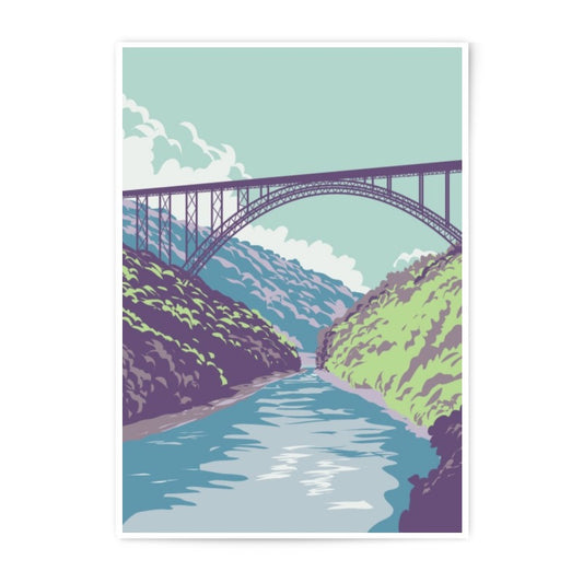New River Gorge Photographic Print, Bridge Art Print, Minimalist Landscape Photography, West Virginia Scenery, National Park Decor - Tawshia