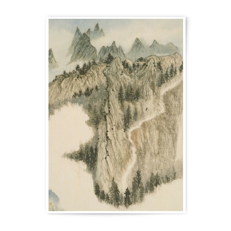 Mountain Photographic Print, Asian Art Print, Mountain Landscape Art, Mountain Painting Print, Asian Home Decor, Scenic Wall Art - Tawshia