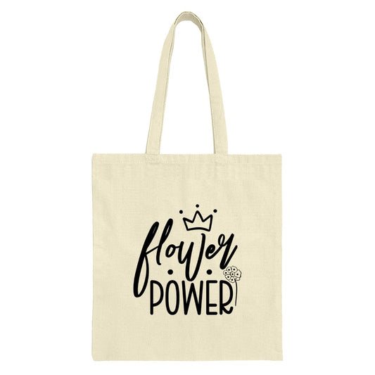 Flower Power Tote Bag, Floral Tote, Feminist Tote Bag, Strong Woman Gift, Empowering Tote, Gift for Her, Graphic Tote Bag, Trendy Tote - Tawshia