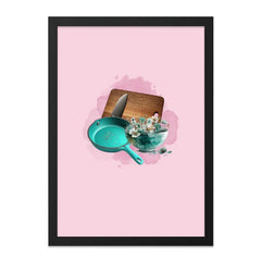 Kitchen Wall Art, Cooking Art Print, Kitchen Decor, Teal Pan Art, Floral Bowl Print, Cutting Board Art, Knife Art Print, Home Wall Art - Tawshia