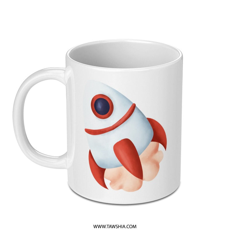 Rocket Ship Mug, Outer Space Mug, Space Travel Mug, Astronaut Mug, Kids Mug, Gift for Space Lover, Coffee Mug, Tea Mug, Ceramic Mug - Tawshia