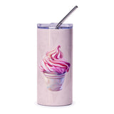 Pink Ice Cream Tumbler, Cute Foodie Gift, Stainless Steel Tumbler, Dessert Lover Gift, Cold Drink Tumbler, Summer Drinkware, Travel Mug - Tawshia
