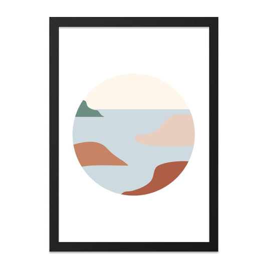 Abstract Landscape Wall Art, Modern Art Print, Coastal Scenery Art, Minimalist Wall Decor, Geometric Shapes Artwork - Tawshia
