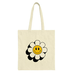 Groovy Flower Tote Bag, Retro Smiley Face Bag, 70s Inspired Tote, Trendy Shoulder Bag, Cute Aesthetic Tote, Gift Idea - Tawshia