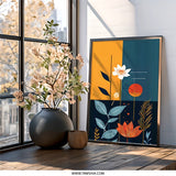 Modern Floral Wall Art, Abstract Botanical Print, Geometric Decor, Contemporary Flower Art, Home Decor Wall Art - Tawshia