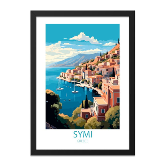 Symi Greece Wall Art, Coastal Village Print, Mediterranean Island Decor, Travel Poster, Nautical Home Art, Unique Gift Idea, Colorful - Tawshia