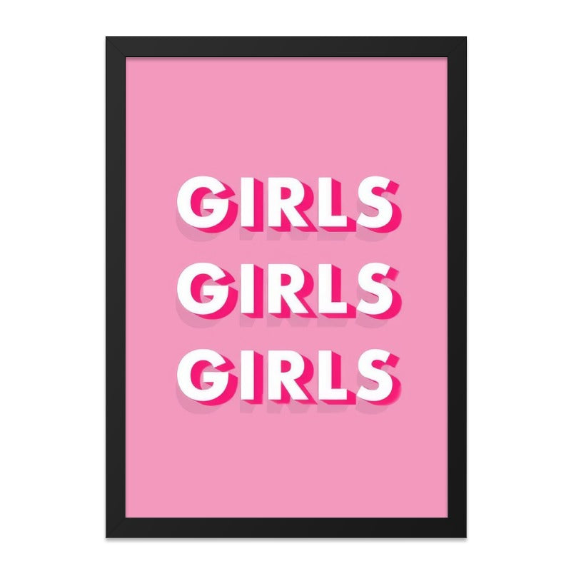 Girls Girls Girls Wall Art, Pink Wall Decor, Girly Room Decor, Typography Print, Trendy Wall Decor, Statement Wall Art (139 characters) - Tawshia