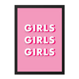 Girls Girls Girls Wall Art, Pink Wall Decor, Girly Room Decor, Typography Print, Trendy Wall Decor, Statement Wall Art (139 characters) - Tawshia