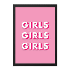 Girls Girls Girls Wall Art, Pink Wall Decor, Girly Room Decor, Typography Print, Trendy Wall Decor, Statement Wall Art (139 characters) - Tawshia