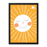 Sleepy Sun Wall Art, Smiling Sun Art, Nursery Decor, Cute Sun Print, Kids Room Art, Sunshine Art, Happy Sun Art, Yellow Sun Wall Art - Tawshia