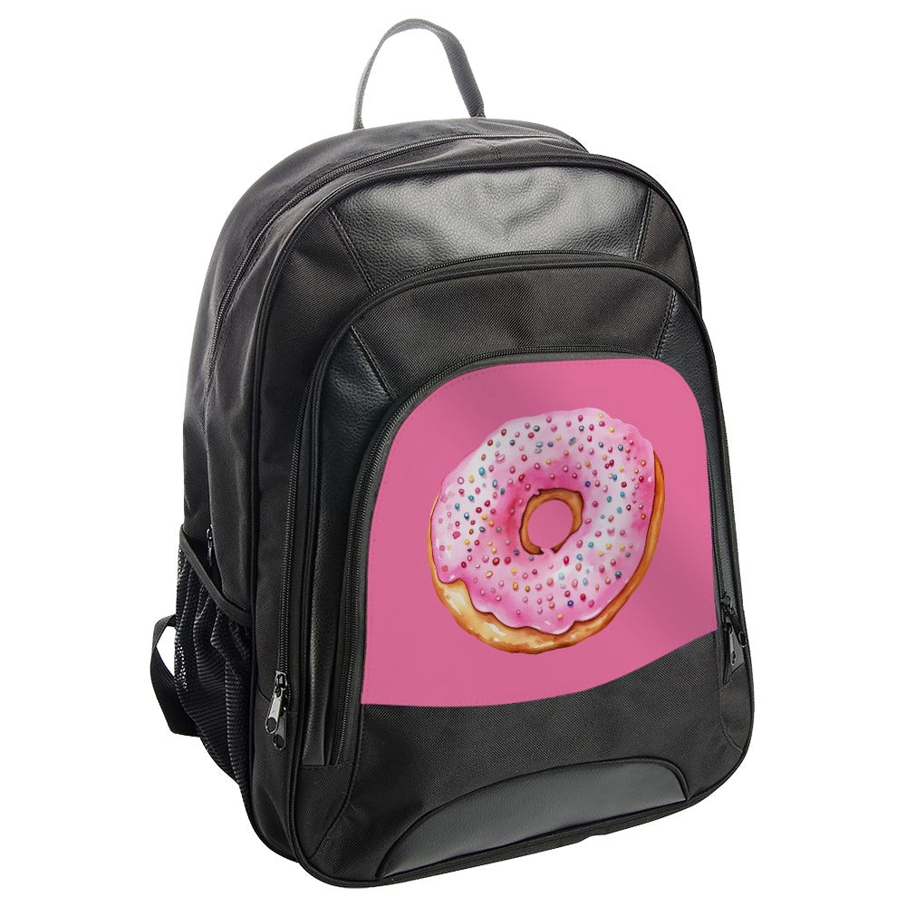Pink Donut Sprinkles Backpack, Yummy Treat Bag, Foodie Gift Idea, Sweet Tooth Accessory, Cute Backpack, Fun Design Backpack - Tawshia