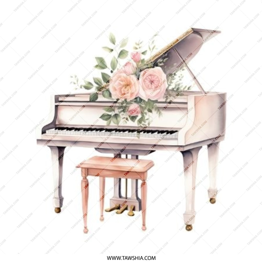 Floral Piano Pinback Button, Music Lover Badge, Elegant Accessory, Musician Gift, Grand Piano Design, Aesthetic Button, Cute Button - Tawshia