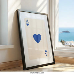 Ace of Hearts Wall Art, Playing Card Print, Casino Decor, Modern Art, Card Game Poster, Minimalist Wall Decor - Tawshia