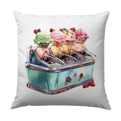 Ice Cream Machine Pillow, Foodie Decor, Dessert Lover Gift, Kitchen Accent Pillow, Retro Ice Cream Art Pillow, Sweet Treat Cushion - Tawshia