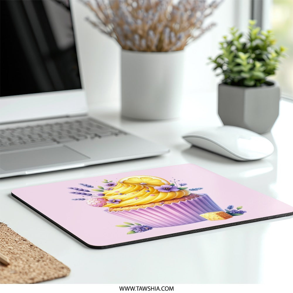 Lemon Cupcake Mouse Pad, Lavender Floral Mousepad, Cute Desk Decor, Office Accessories, Sweet Treat Design, Home Office, Computer Gift - Tawshia