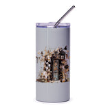 Floral House Tumbler, Whimsical Design Tumbler, Unique Drinkware, Artistic Tumbler, Gift for Her, Coffee and Tea Tumbler, Travel Mug - Tawshia