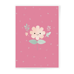 Cute Smiling Flower Photographic Print, Pink Floral Art Print, Whimsical Flower Wall Decor, Nursery Art, Home Decor - Tawshia