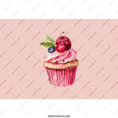 Watercolor Cupcake Tumbler, Dessert Tumbler, Sweet Treat Tumbler, Foodie Gift, Cute Tumbler, Bakery Lover Tumbler, Cherry Tumbler - Tawshia