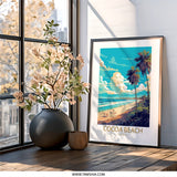 Cocoa Beach Florida Art, Tropical Palm Tree Wall Art, Beach Scene Print, Summer Vibes Decor, Coastal Landscape Art Print, Travel Poster - Tawshia
