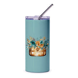 Floral Luggage Tumbler, Unique Gift, Travel Tumbler, Cute Water Bottle, Trending Tumbler Design, Stainless Steel Tumbler, Gift for Traveler - Tawshia
