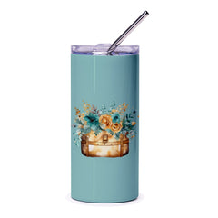 Floral Luggage Tumbler, Unique Gift, Travel Tumbler, Cute Water Bottle, Trending Tumbler Design, Stainless Steel Tumbler, Gift for Traveler - Tawshia