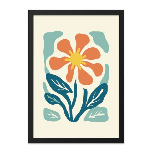 Orange Flower Wall Art, Floral Print, Retro Flower Decor, Mid Century Modern Flower Wall Decor, Botanical Wall Hanging, Home Decor - Tawshia