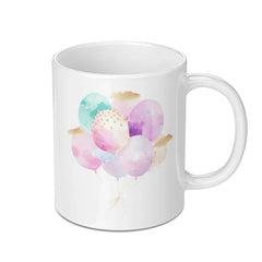 Balloon Mug, Watercolor Balloons, Pastel Colors Mug, Party Celebration Mug, Birthday Gift, Cute Coffee Mug - Tawshia