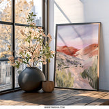 Desert Vista Wall Art, Mountain Landscape Print, Southwestern Scenery Painting, Earth Tone Artwork, Modern Home Decor - Tawshia