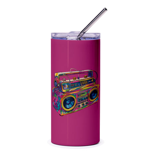 Retro Radio Tumbler, Boombox Gift, Colorful 80s Design, Music Lover Tumbler, Novelty Cup, Travel Mug, Trendy Tumbler - Tawshia
