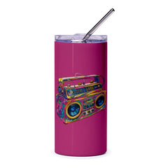 Retro Radio Tumbler, Boombox Gift, Colorful 80s Design, Music Lover Tumbler, Novelty Cup, Travel Mug, Trendy Tumbler - Tawshia