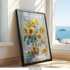 Sunflower Wall Art, Floral Painting, Impressionist Art, Still Life Decor, Modern Art Print, Kitchen Wall Decor, Flower Bouquet Art - Tawshia