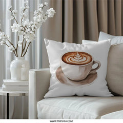 Coffee Art Pillow, Latte Art Pillow, Coffee Lover Gift, Kitchen Decor, Home Decor Pillow, Modern Pillow - Tawshia