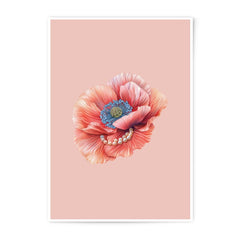Poppy Flower Photographic Print, Floral Wall Art, Elegant Home Decor, Botanical Print, Pearl Adorned Flower, Peach Print, Chic Art Print - Tawshia