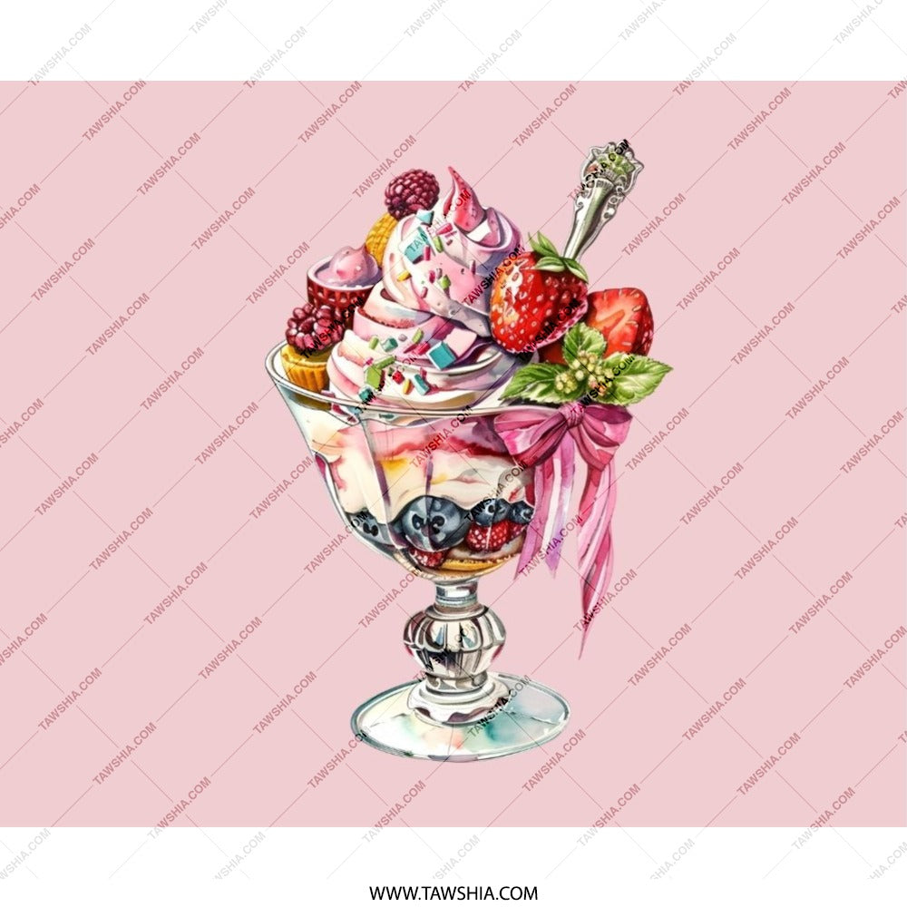 Dessert Mouse Pad, Ice Cream Sundae Art, Berries and Cream, Pink Aesthetic, Sweet Treat Desk Decor, Foodie Gift, Kawaii Mousepad - Tawshia