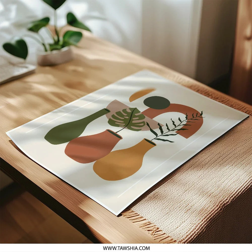 Abstract Plant Photographic Print, Modern Art Wall Decor, Geometric Shapes Art, Minimalist Art Print, Home Decor - Tawshia