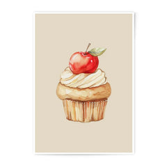 Apple Cupcake Watercolor Photographic Prints, Kitchen Wall Art, Dessert Illustration, Sweet Treat Decor, Food Art Print, Baked Goods Gift - Tawshia